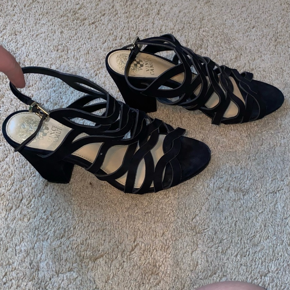 Vince Caputo black strappy heels - GUC - size 8